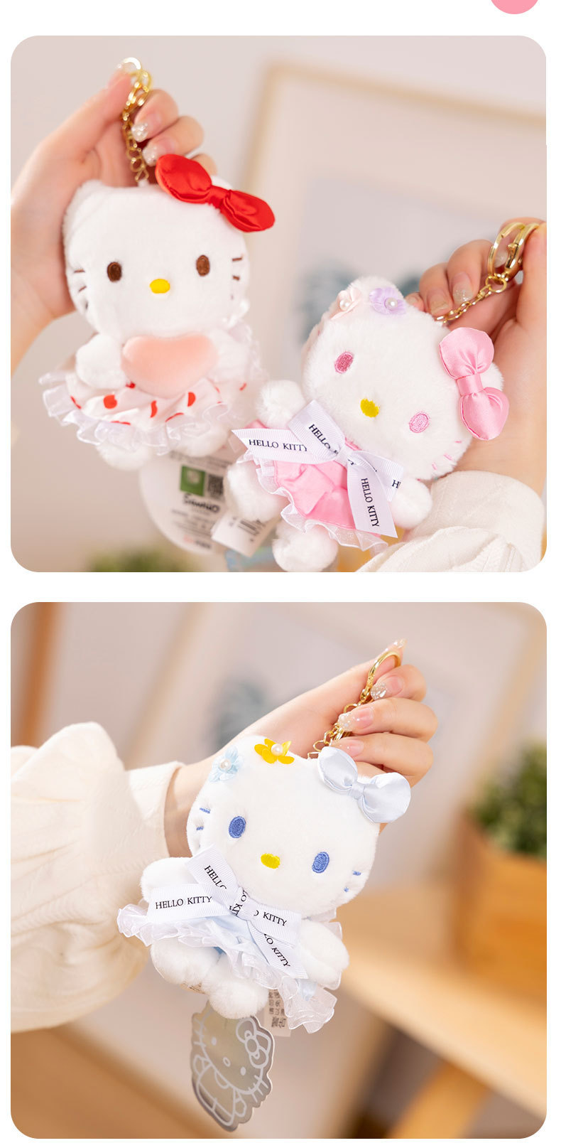 Sanrio official HelloKitty pendant, plush toy keychain, cute kt cat doll bag, small pendant pic 14