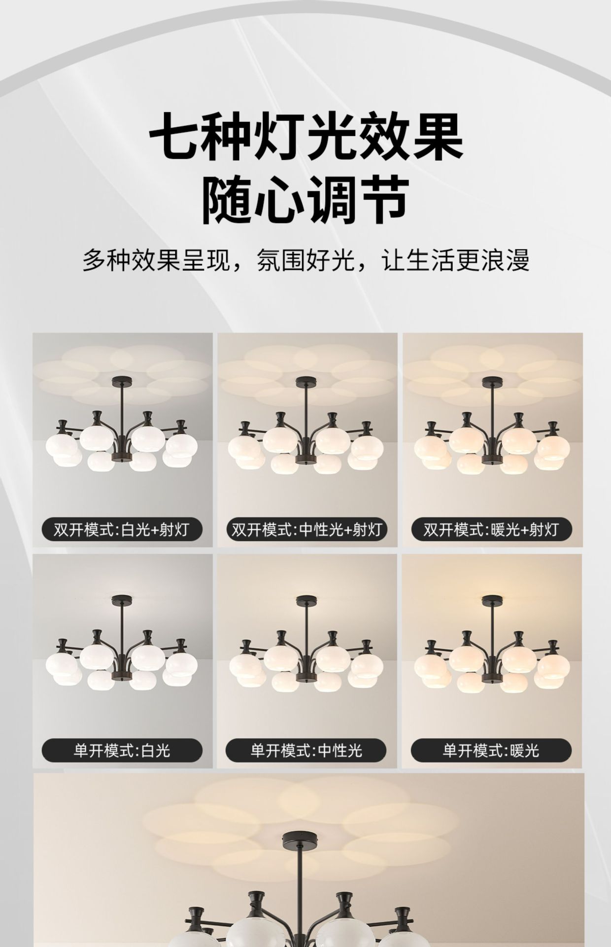 现代简约客厅主灯2025新款奶油风魔豆吊灯轻奢高级感全屋灯具套餐详情16