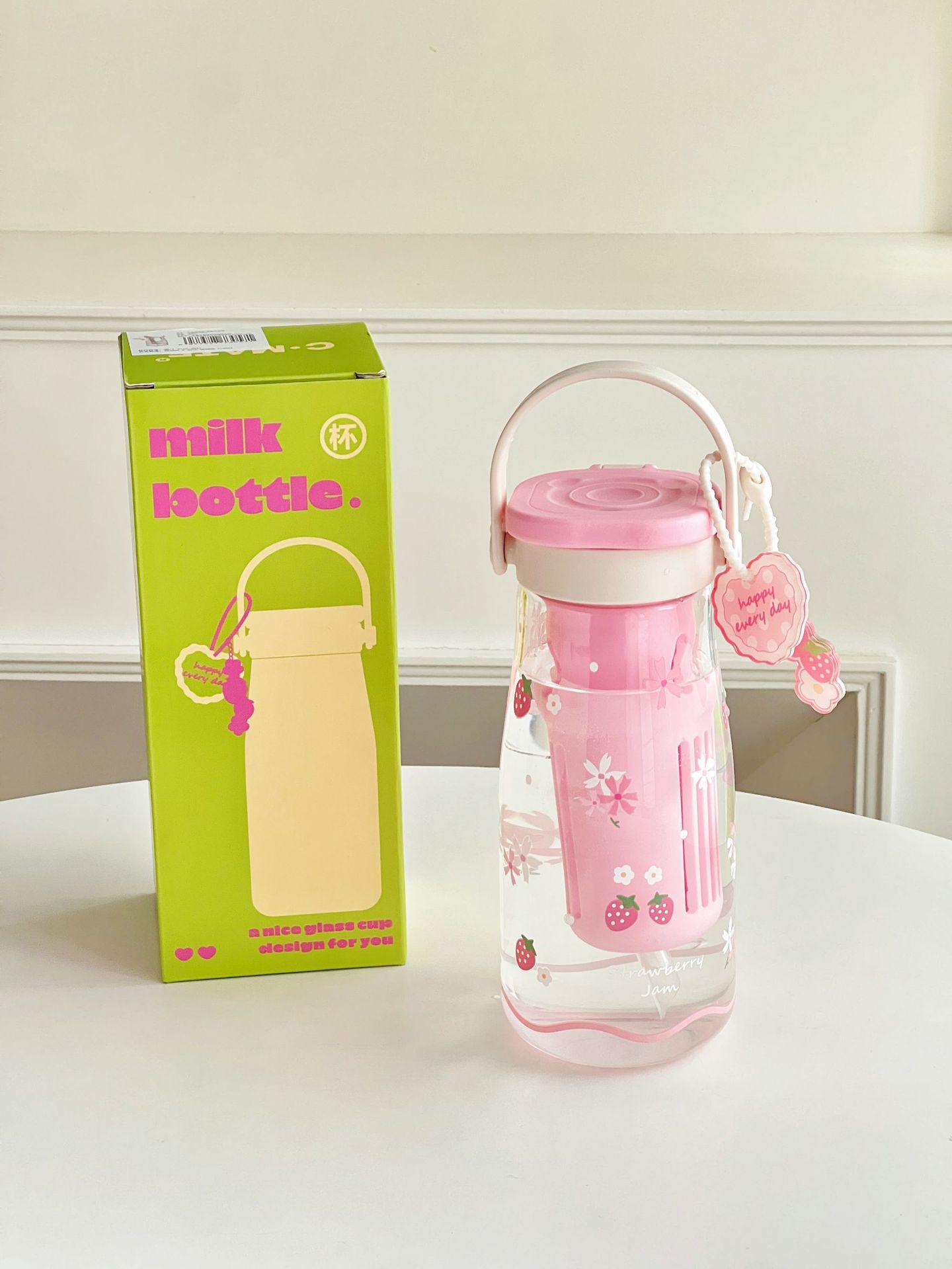 简约冷萃花茶杯水杯女生便携茶水分离杯吸管玻璃杯高颜值泡茶杯详情1