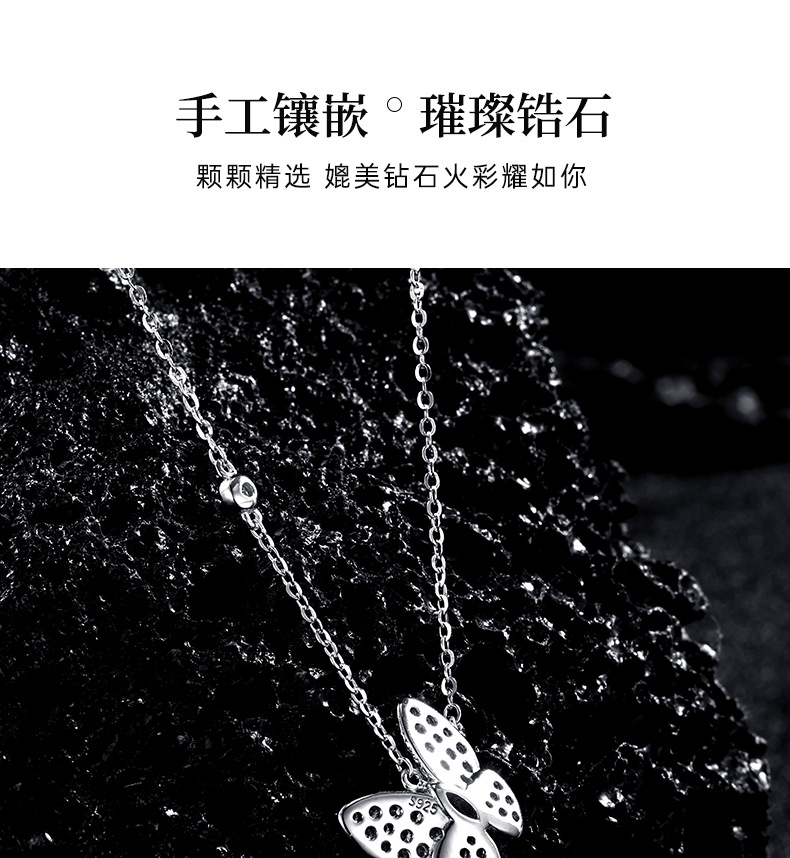 New pure silver Moissan full diamond butterfly wing necklace, a rare and versatile 2026 new silver pendant jewelry necklace pic 4