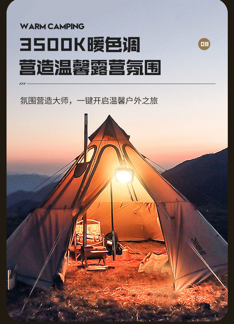 Cross-border new solar outdoor camping lighting tent lamp, rechargeable LED multi-functional magnetic work light pic 29