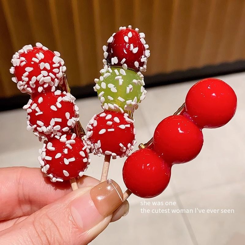 仿真糖葫芦发夹女可爱创意搞怪鸭嘴夹子头饰发卡侧边夹刘海碎发夹详情4