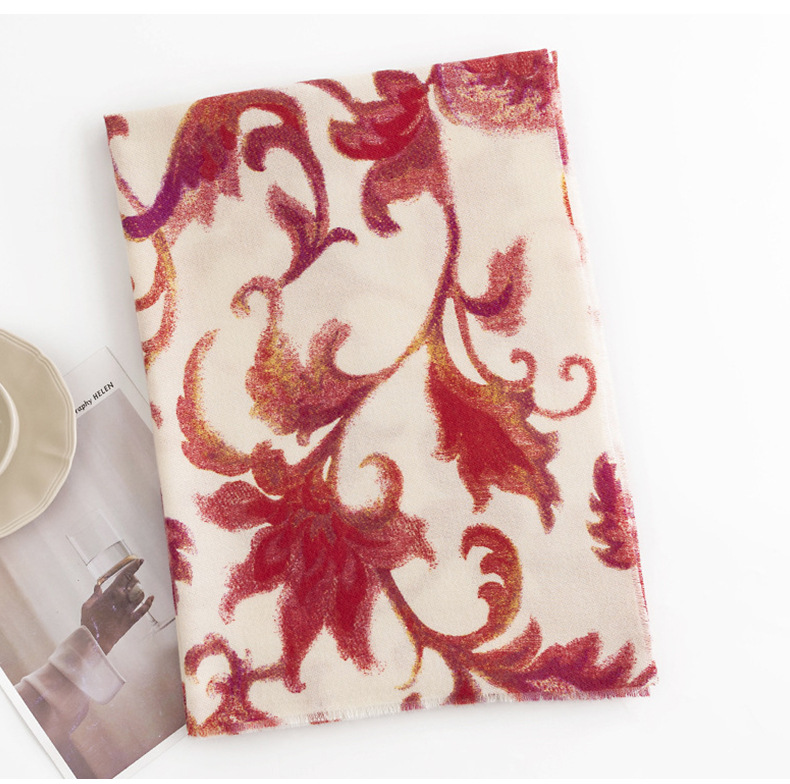 The new 2024 faux cashmere scarf, a winter floral shawl for women, and a warm scarf in the style of a national trend and elegant socialite pic 20