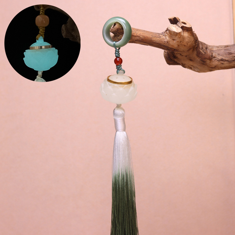 White, yellow and green Bodhi running ring pendant with tassel prayer beads pendant accessory, hand-held pendant with tassel hand-held prayer beads pendant pic 7