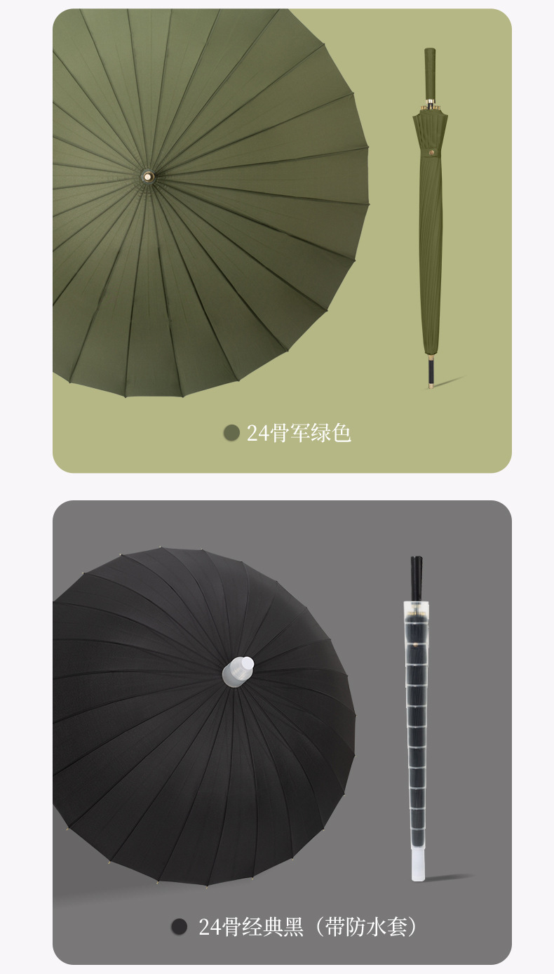 24骨雨伞高尔夫直杆长柄伞大号超大抗风暴雨双人商务配色logo大伞详情13