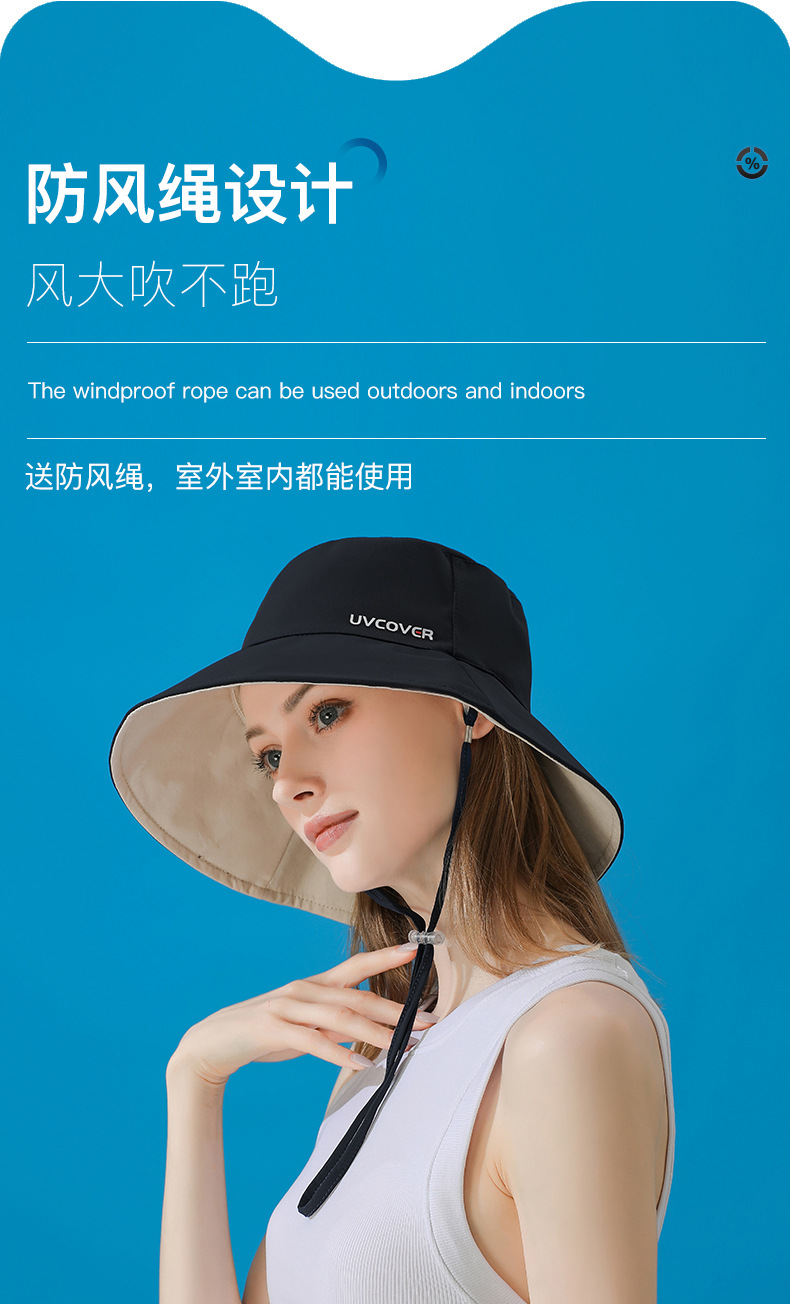 UVCOVER防晒春夏渔夫帽女显脸小盆帽夏天防紫外线遮阳太阳帽子潮详情10