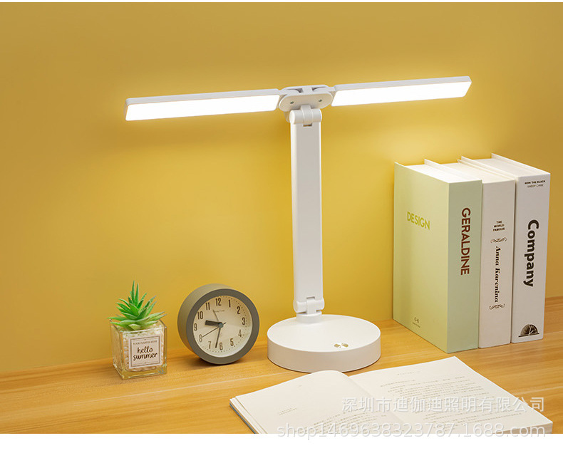 LED护眼充电台灯夜灯双臂USB充电插座白光暖光多功能照明灯饰台灯夜间阅读书桌灯详情5