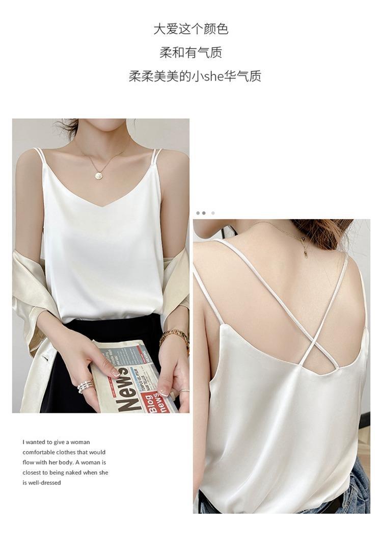 2025年吊带背心女内搭白色美背醋酸仿真丝上衣缎面夏西装仿打底衫详情13