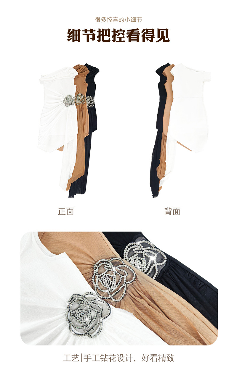 御姐风女装2025春夏斜肩花朵高品质大牌Elegant连衣裙派对小礼服详情8