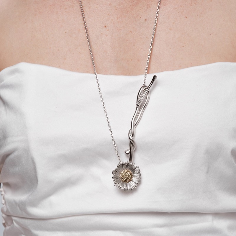 张悦儿同款新款小雏菊耳钉手链女小众设计感高级轻奢气质百搭项链详情6