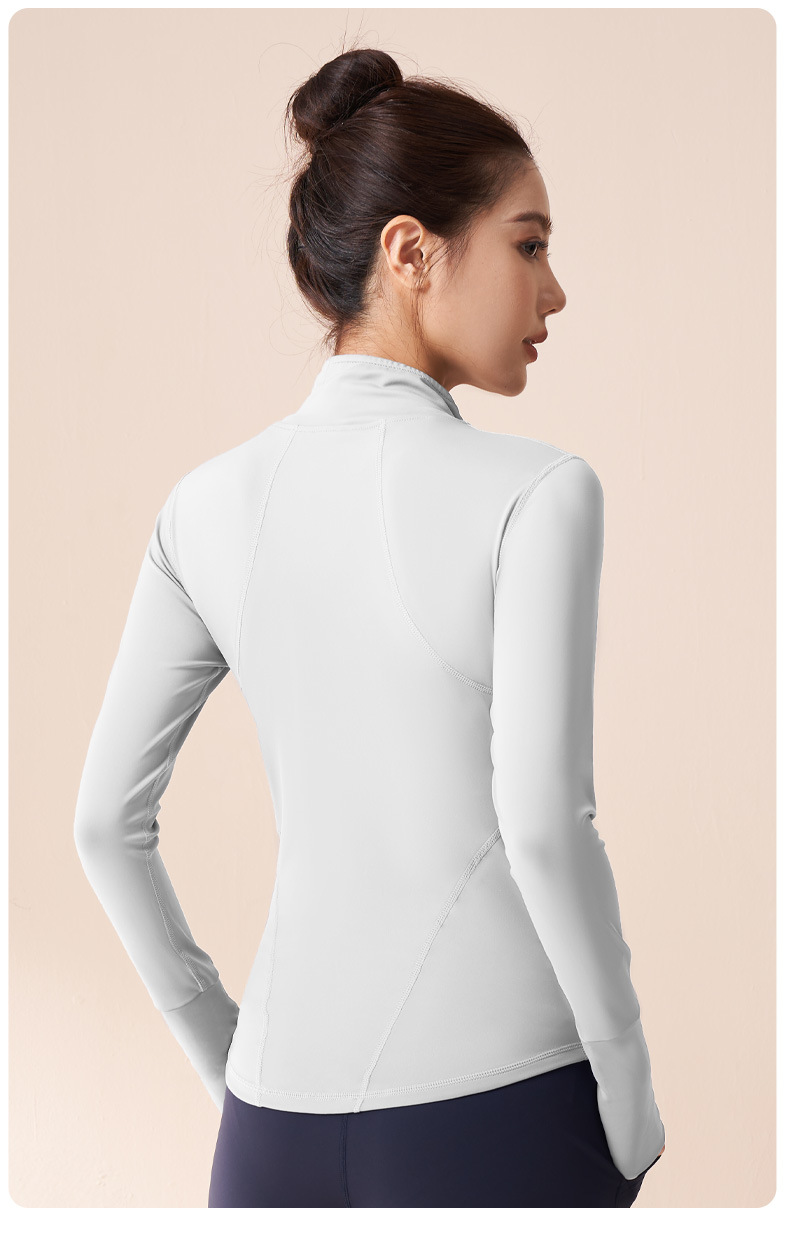 Juyitang Summer Yoga Coat, seamless stand-up collar stretch sports coat, stretch outdoor sports top pic 20