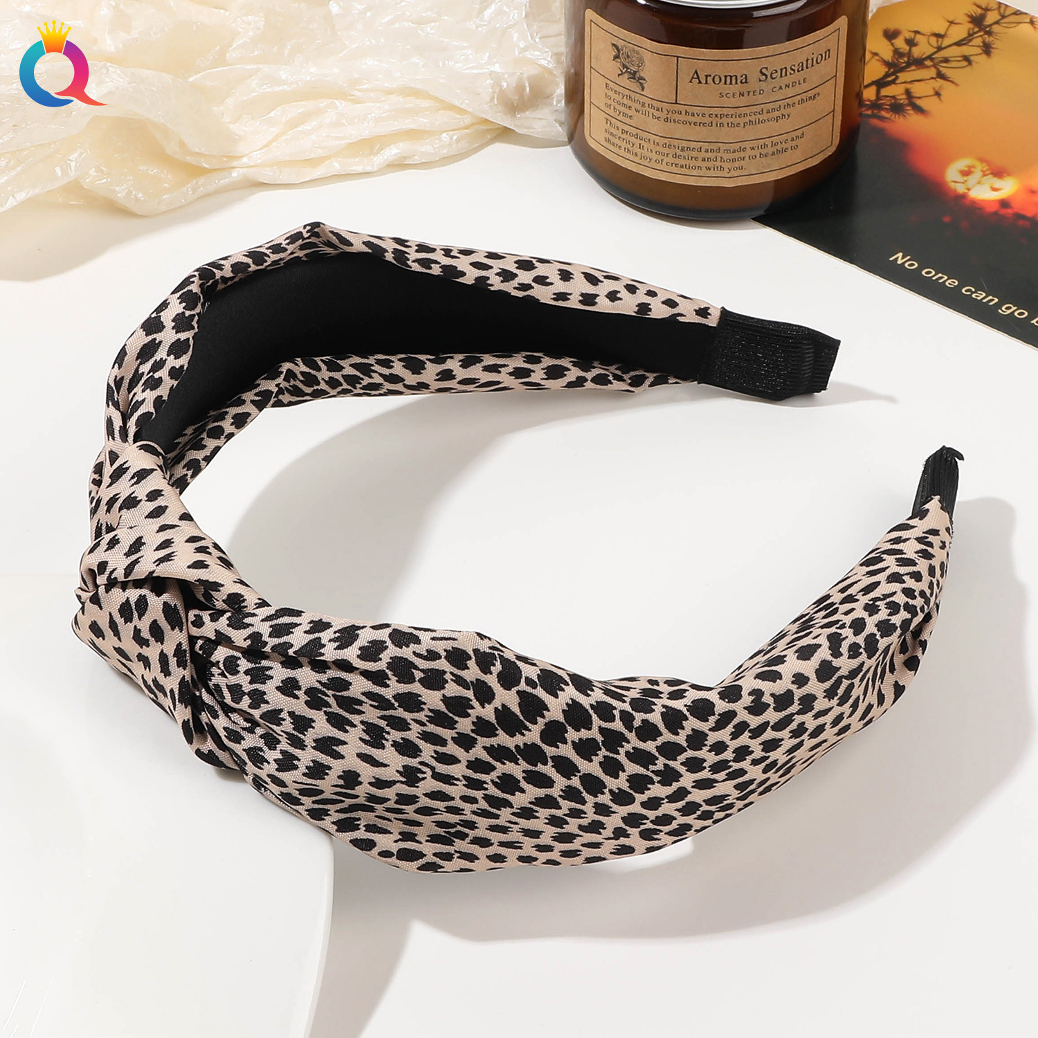 Qiyue Cross-border leopard Print knotted hair band Summer high-end wide-edge simple headband High top hair Hole Hair Accessory wholesale pic 13