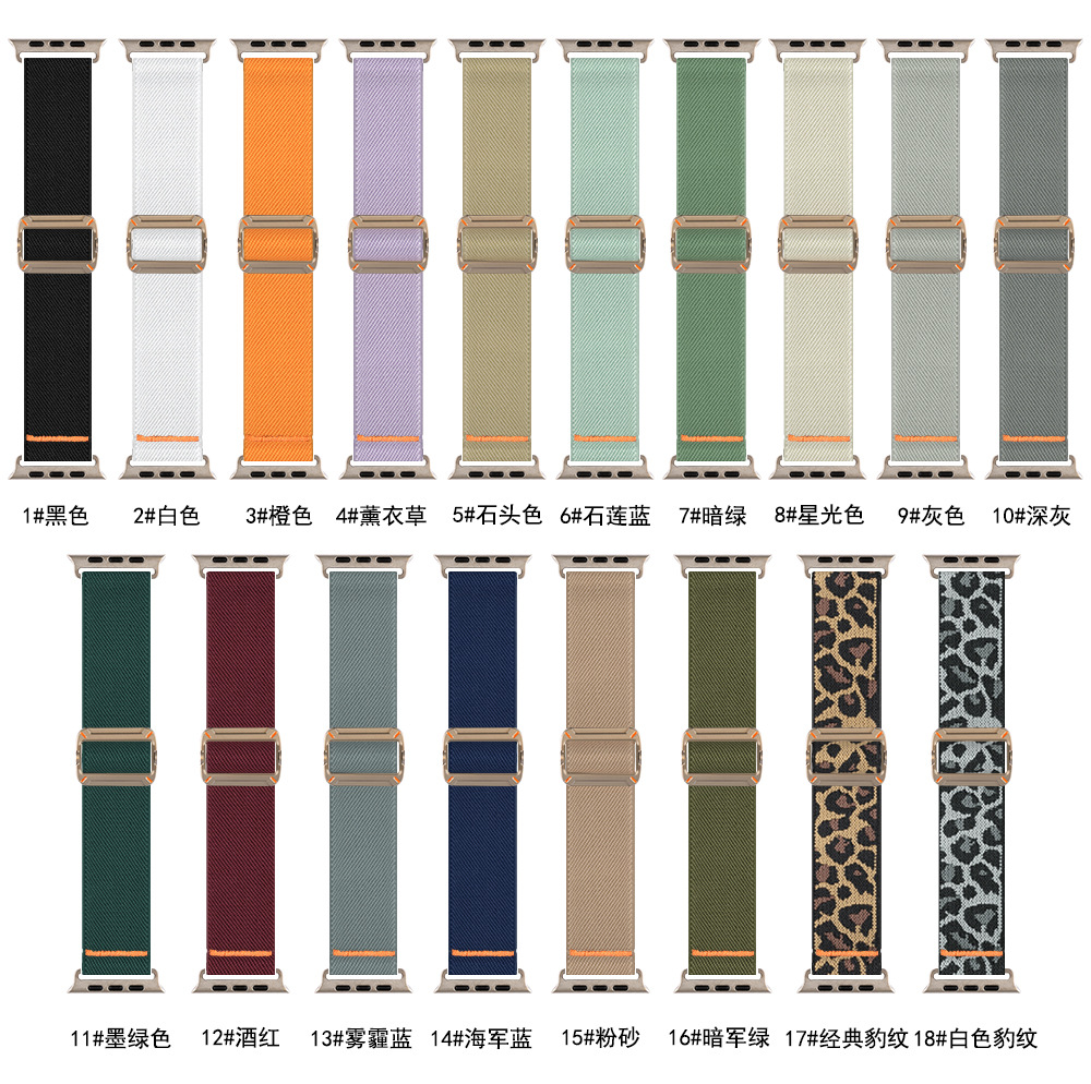 适用苹果尼龙手环苹果手表带iwatch10表带滴胶机械扣书包带车线款详情1