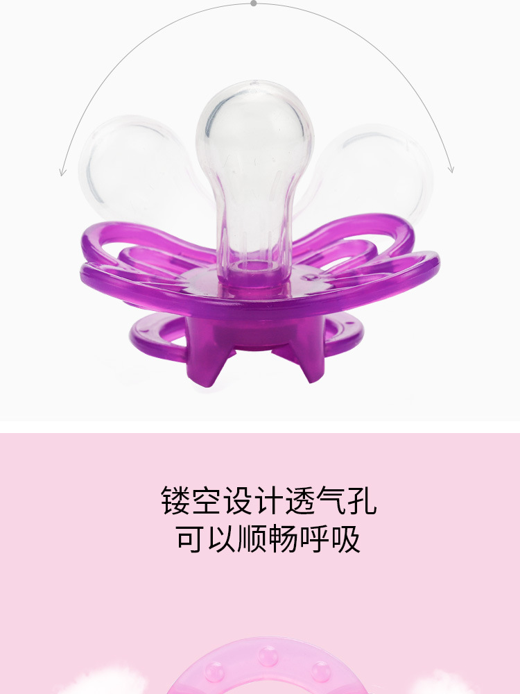 宝宝安睡型安抚奶嘴圆形扁头婴儿牙胶食品级磨牙硅胶母婴跨境批发详情11