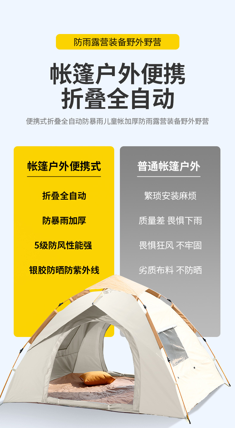 户外露营帐篷折叠便携式全自动遮阳防晒速开帐篷野营野餐露营装备详情5