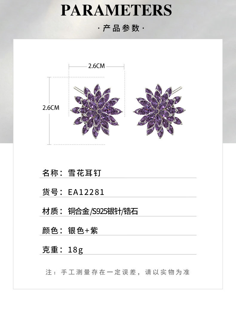 Light luxury and high-end, rotatable three-layer gradient flower stud earrings, copper alloy inlaid with zircon s925 silver needle exquisite earrings pic 9
