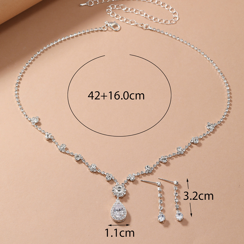 Nuevo producto explosiva novia europa y Estados Unidos cross-border jewelry wholesale/brilliant strass zircon angel tears drop collar ears pic 7