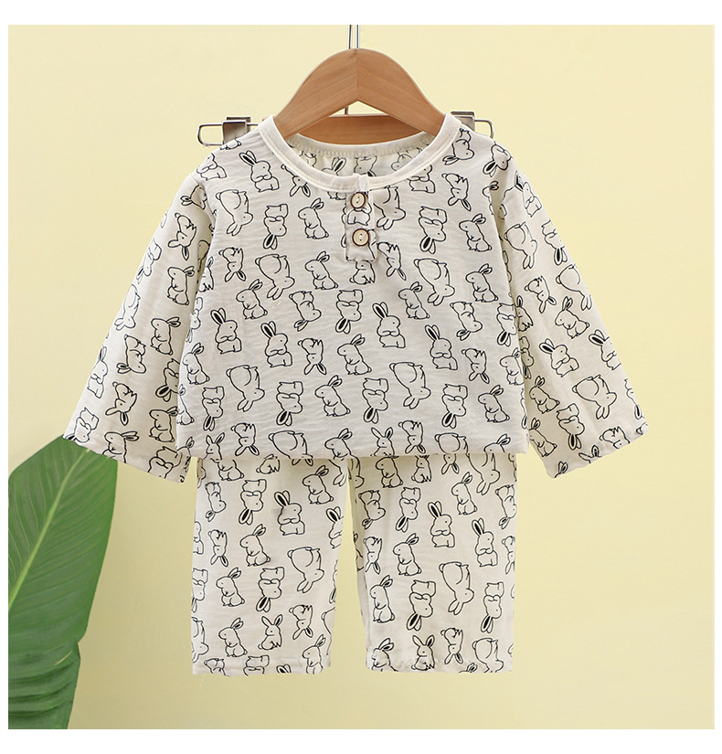 儿童夏季爆款云朵棉薄款家居服套装 男女童中袖空调服中裤休闲睡衣 童装新款详情15