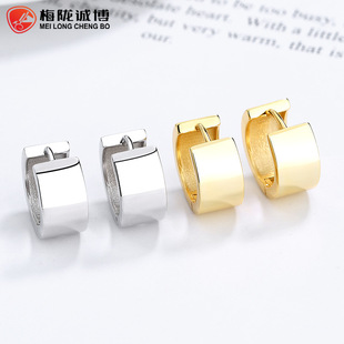 925纯银光面耳环女新款时尚极简风百搭潮耳圈冷淡风高级感耳饰品详情4