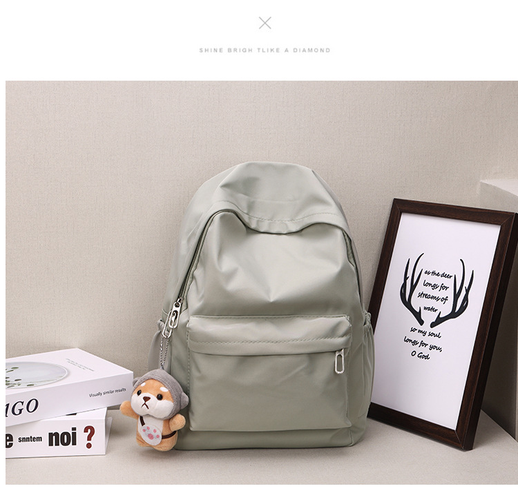 休闲大容量双肩包女生韩版纯色简约大学生书包尼龙轻便休闲背包详情19