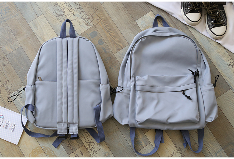 NR森系百搭纯色双肩包男书包女大学生韩版高中背包女双肩大小款详情5