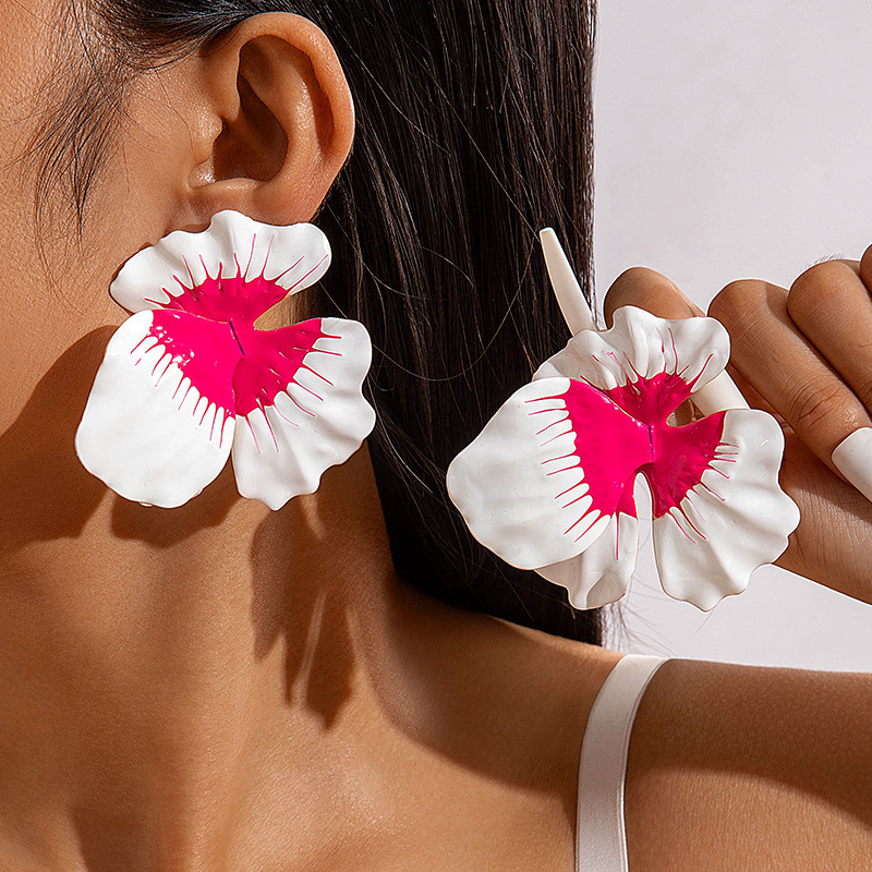 欧美跨境时尚清新布艺花朵流苏串珠优雅甜美情人节礼物耳坠耳环女详情21