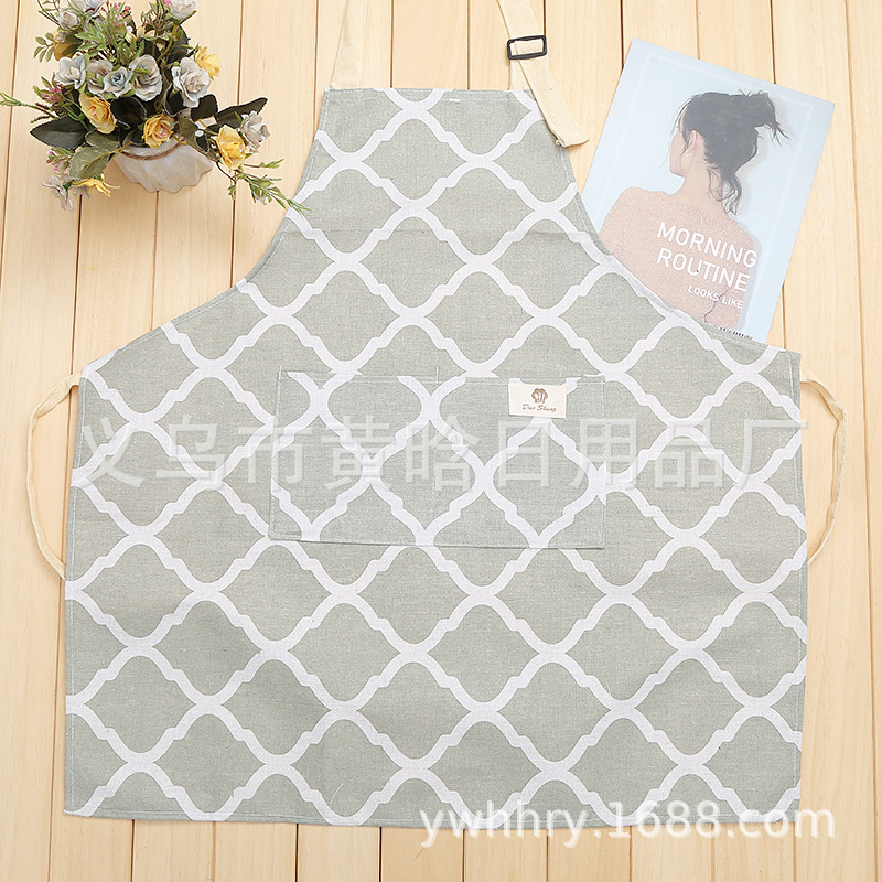 【 Chi Jia 】 Enlarged waterproof linen printed apron, widened adjustable straps, cross-border e-commerce for foreign trade export pic 2
