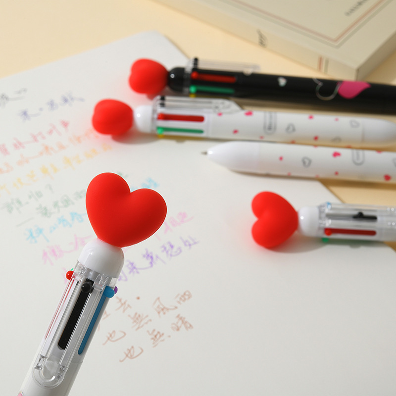 晨兮爱心六色笔圆珠笔按动多色笔中小学生学习文具写字笔学校奖品详情16