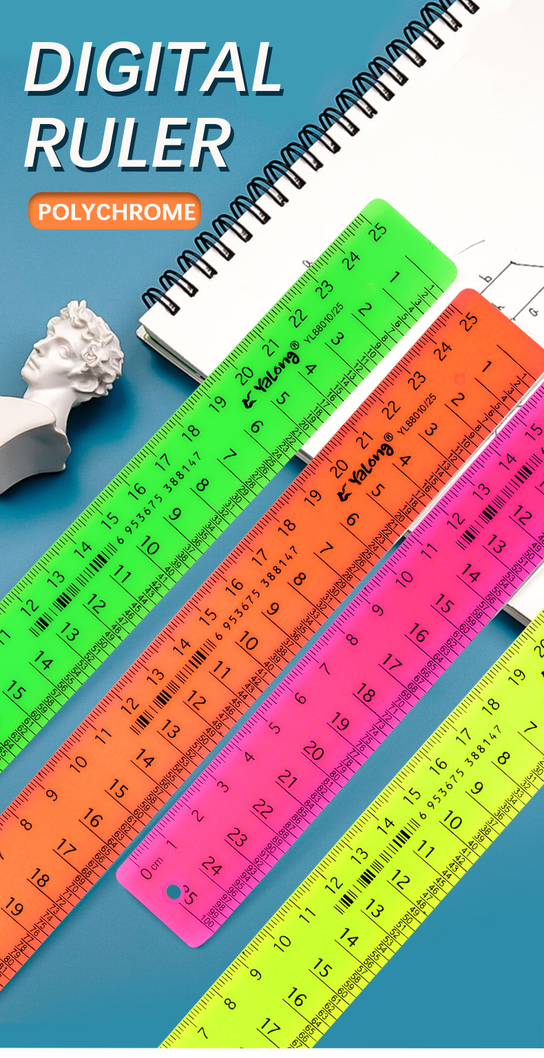 Yalong Cross-border plastic ruler 30 centimeters school ruler for students pic 1