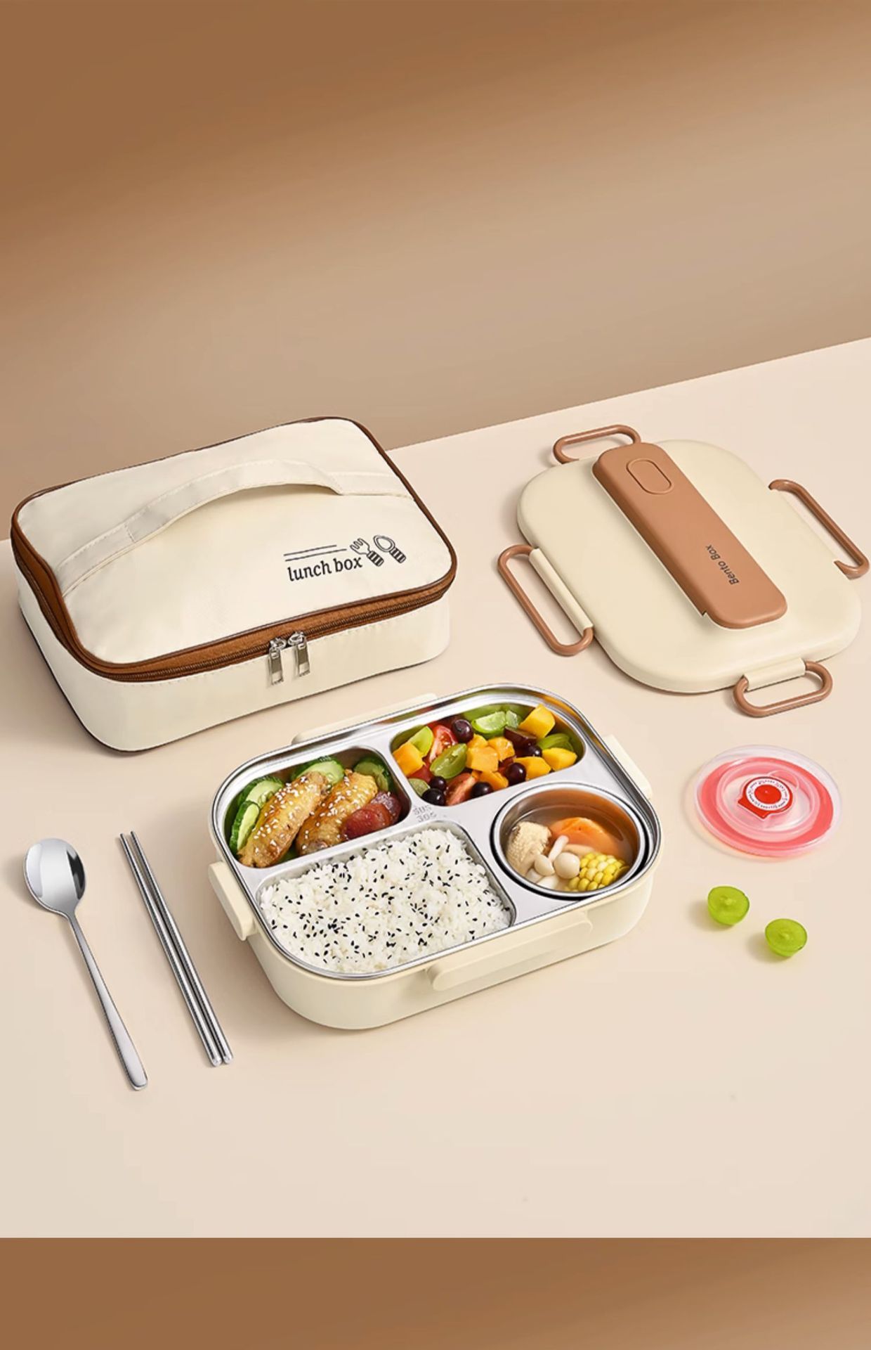 304 stainless steel insulated lunch box, a special microwave-safe lunch box for students, a compartment-sealed preservation box pic 23