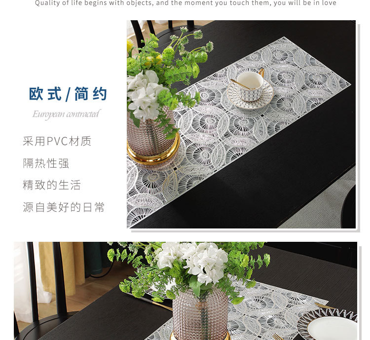 亚马逊热销PVC烫金桌旗 美式轻奢家用装饰垫餐桌长巾跨境专供详情6