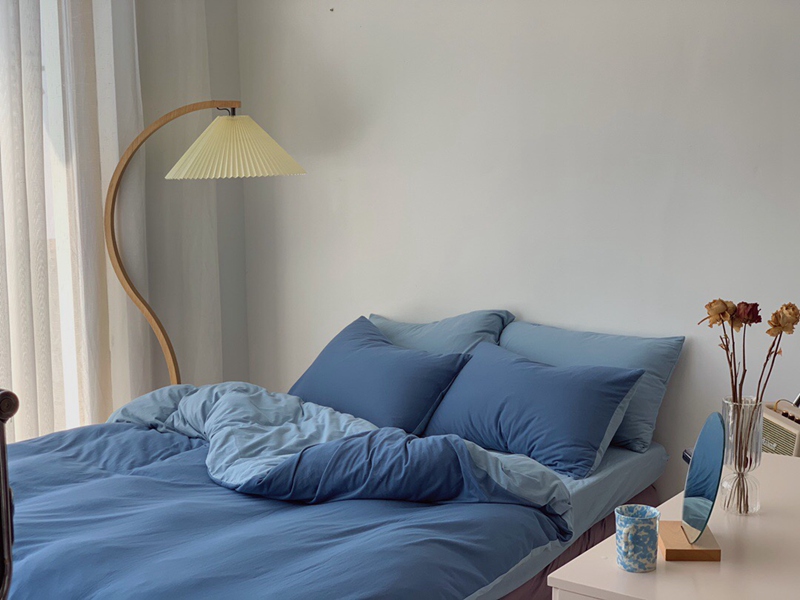 ins Japanese-style solid color all-cotton knitted cotton four-piece set, skin-friendly nude sleeping plain double-layer Indian cotton bed sheet pic 115