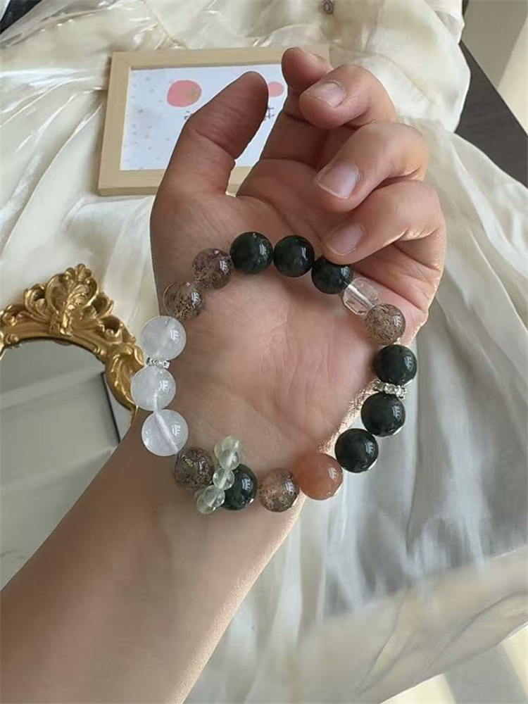 天然绿发晶黑金超白幽灵白水晶方糖手串葡萄石招财喜金水木女详情41
