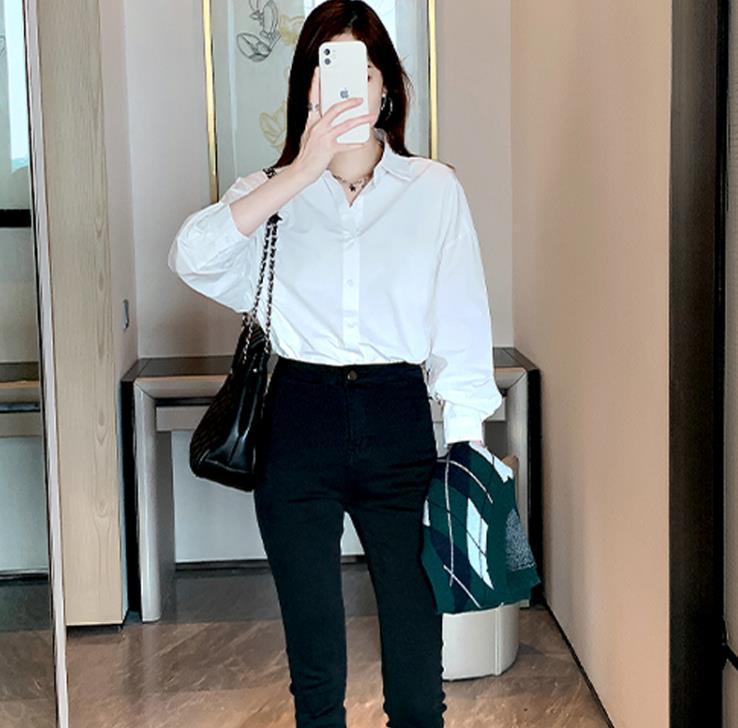 制服衬衣基础长袖白色衬衫女新款百搭基础款工作服内搭复古衬衣女详情4