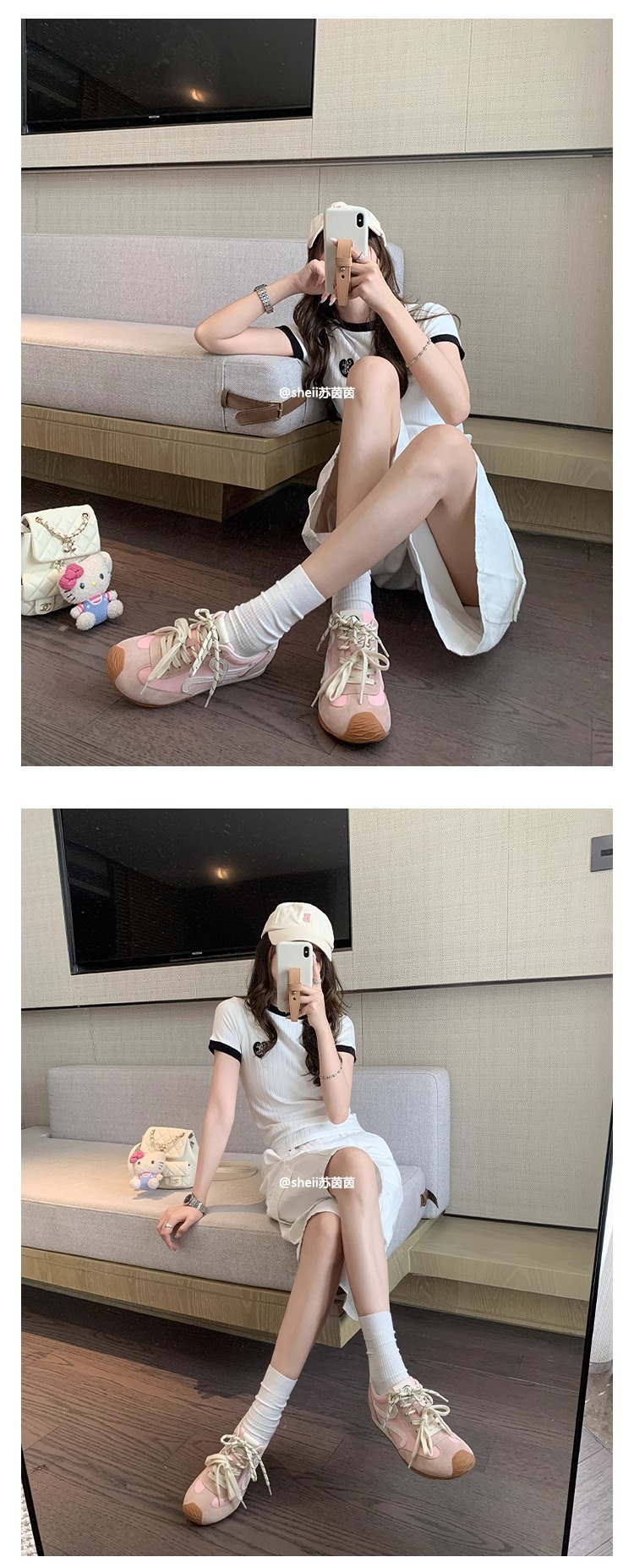 苏茵茵7cm内增高版~复古小歪头鸳鸯鞋带休闲鞋德训鞋女阿甘小白鞋详情23