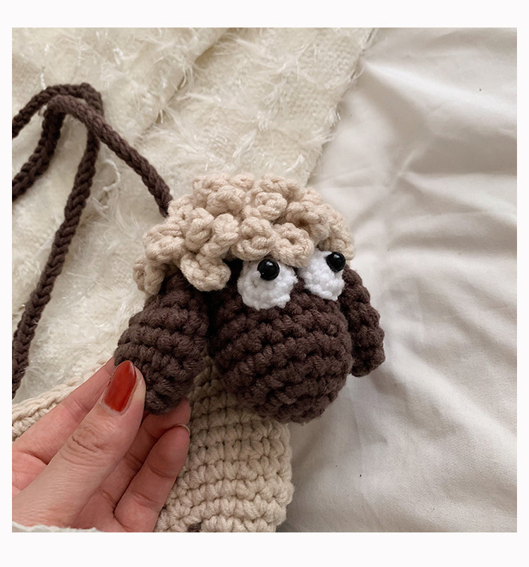 手工编织包包diy针织毛线包可爱卡通小羊编织包单肩斜挎包女成品详情15