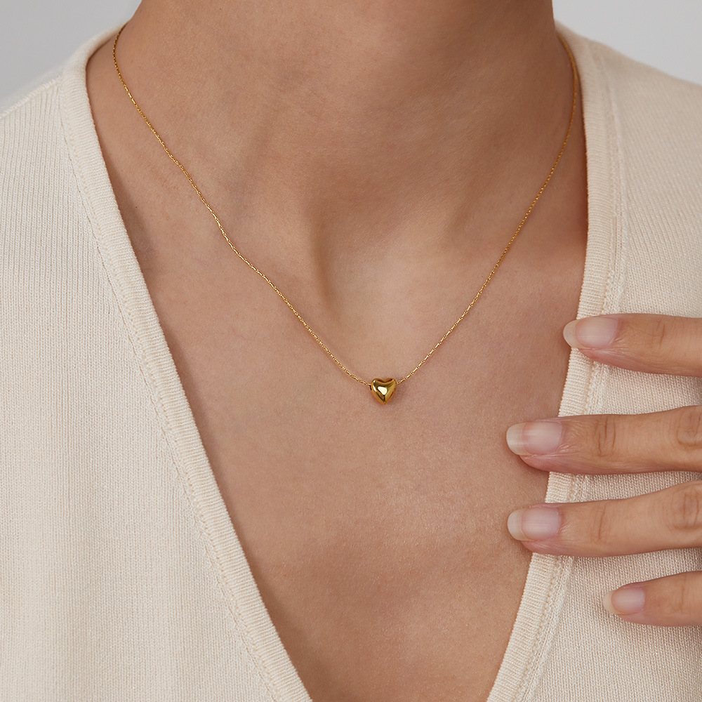 ins时尚气质通勤风项链不锈钢小众简约百搭镀金色爱心锁骨链批发详情9