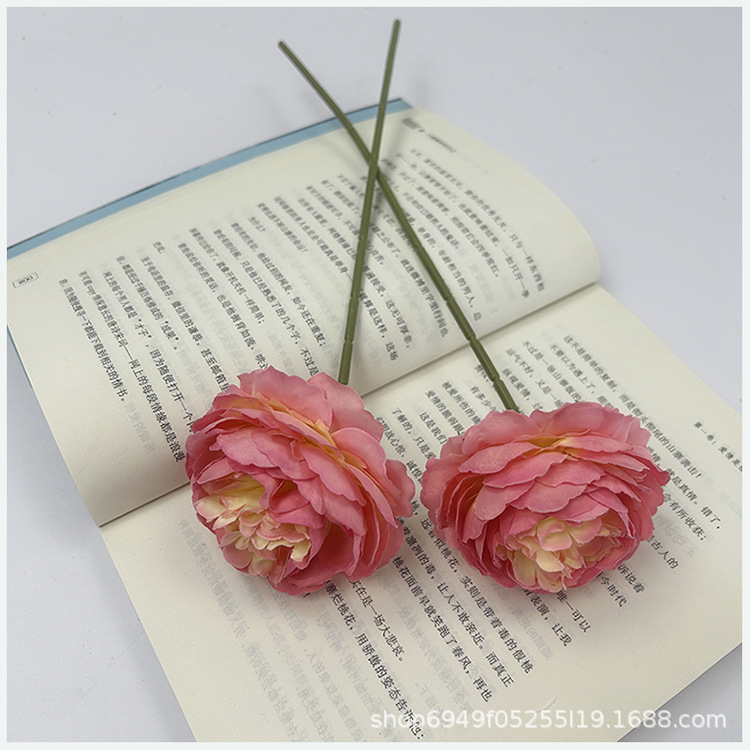 洋牡丹仿真花新款单支人造花西洋玫玫瑰茶玫婚庆装饰批发礼盒款详情7