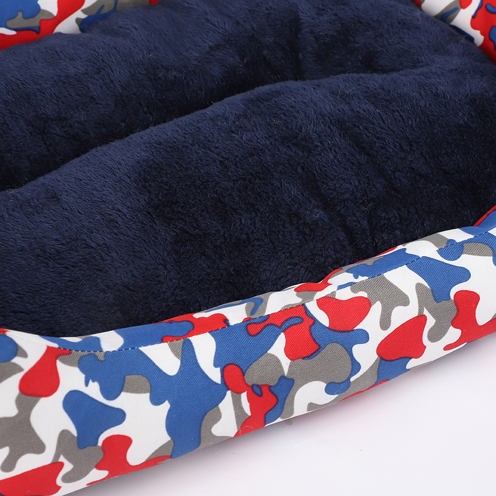 Camouflage PP cotton thickened pet dog bed, winter fleece thickened cat bed sleeping pad, anti-slip bottom filled thickened square pad pic 15