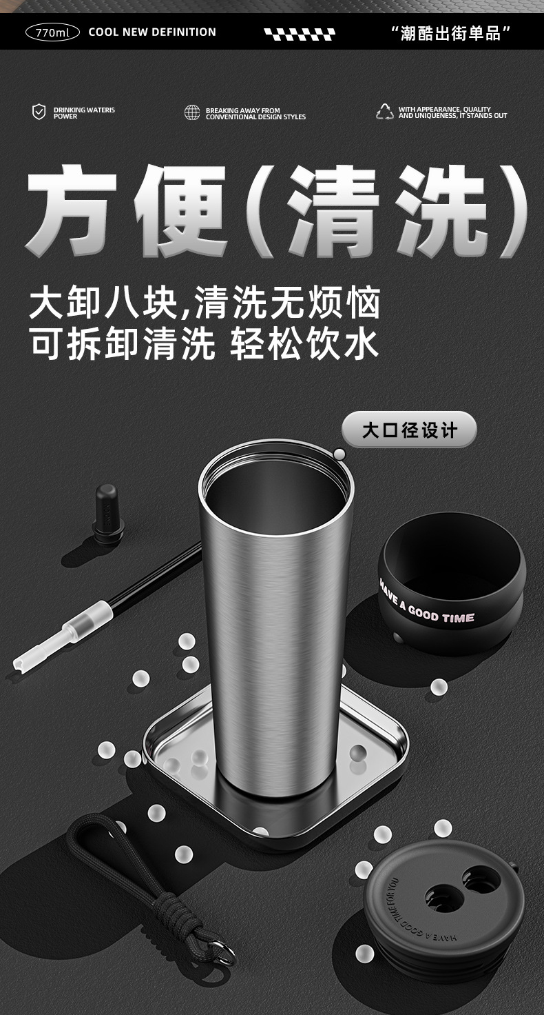 高颜值巨无霸保温杯316不锈钢陶瓷内胆咖啡新款冰霸杯吸管水杯详情13