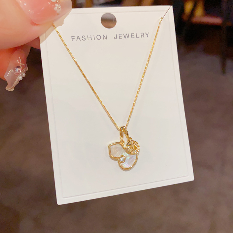 New Chinese-style fashionable shell gourd copper coin necklace, unique, light luxury, simple and versatile design sense, collarbone chain for women pic 12