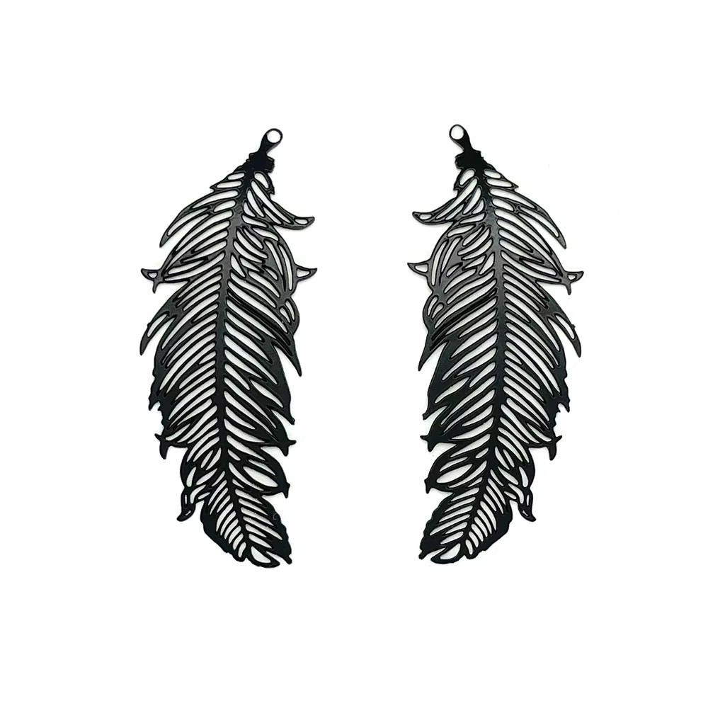 47*19mm欧美小众复古风镂空花纹彩色羽毛耳环 DIY手工项链配件 独特饰品其他分类详情4