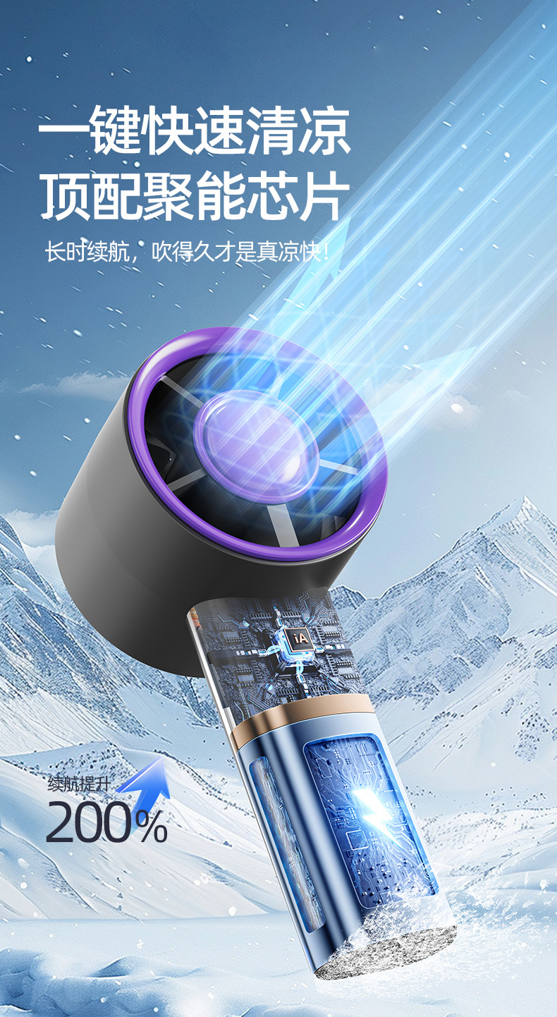 新款usb充电手持风扇迷你学生便携式桌面支架涡轮无叶小风扇礼品M142详情11
