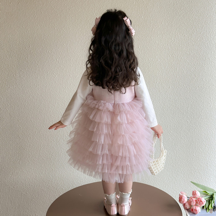 女童连衣裙套装2025春装新款女孩网纱裙周岁礼服儿童蛋糕裙两件套详情11