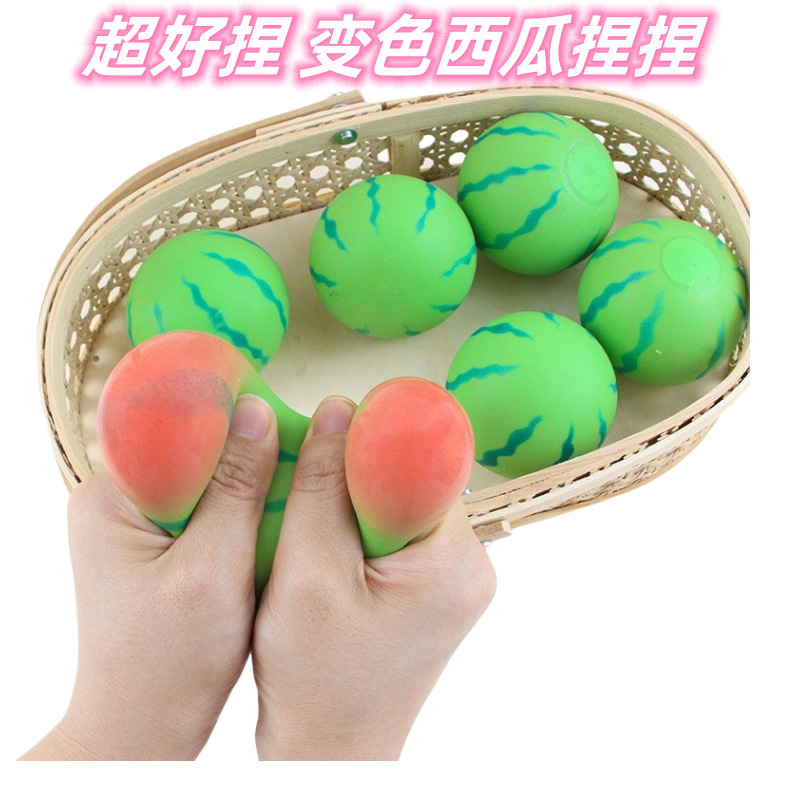 Cross-border best-selling color-changing watermelon Kneading Fun tpr stress-relieving slow rebound flour-filled simulation fruit manufacturer wholesale pic 6