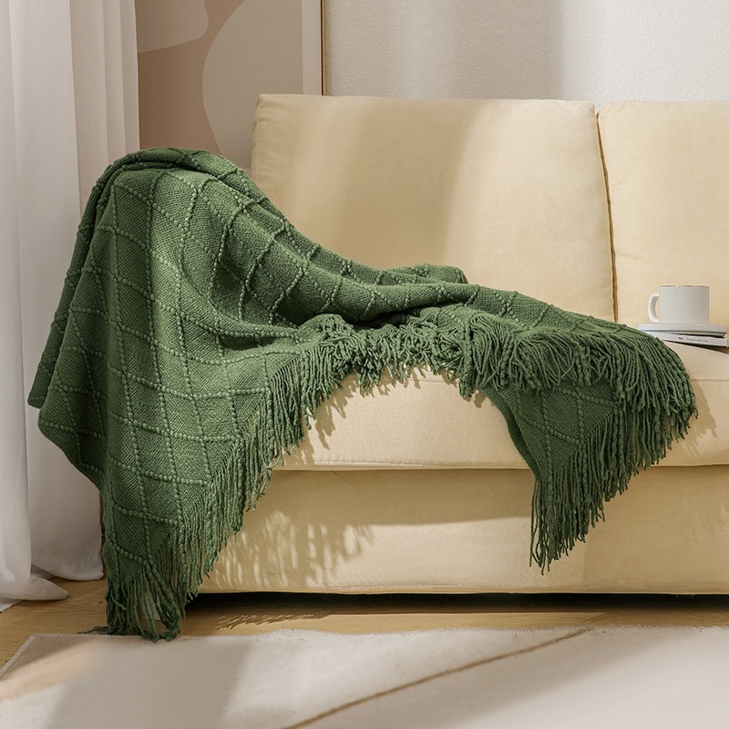 Knitted blanket, sofa blanket, cover blanket, fringed thin blanket, office air conditioning blanket, bay window blanket, summer nap blanket, small blanket pic 45