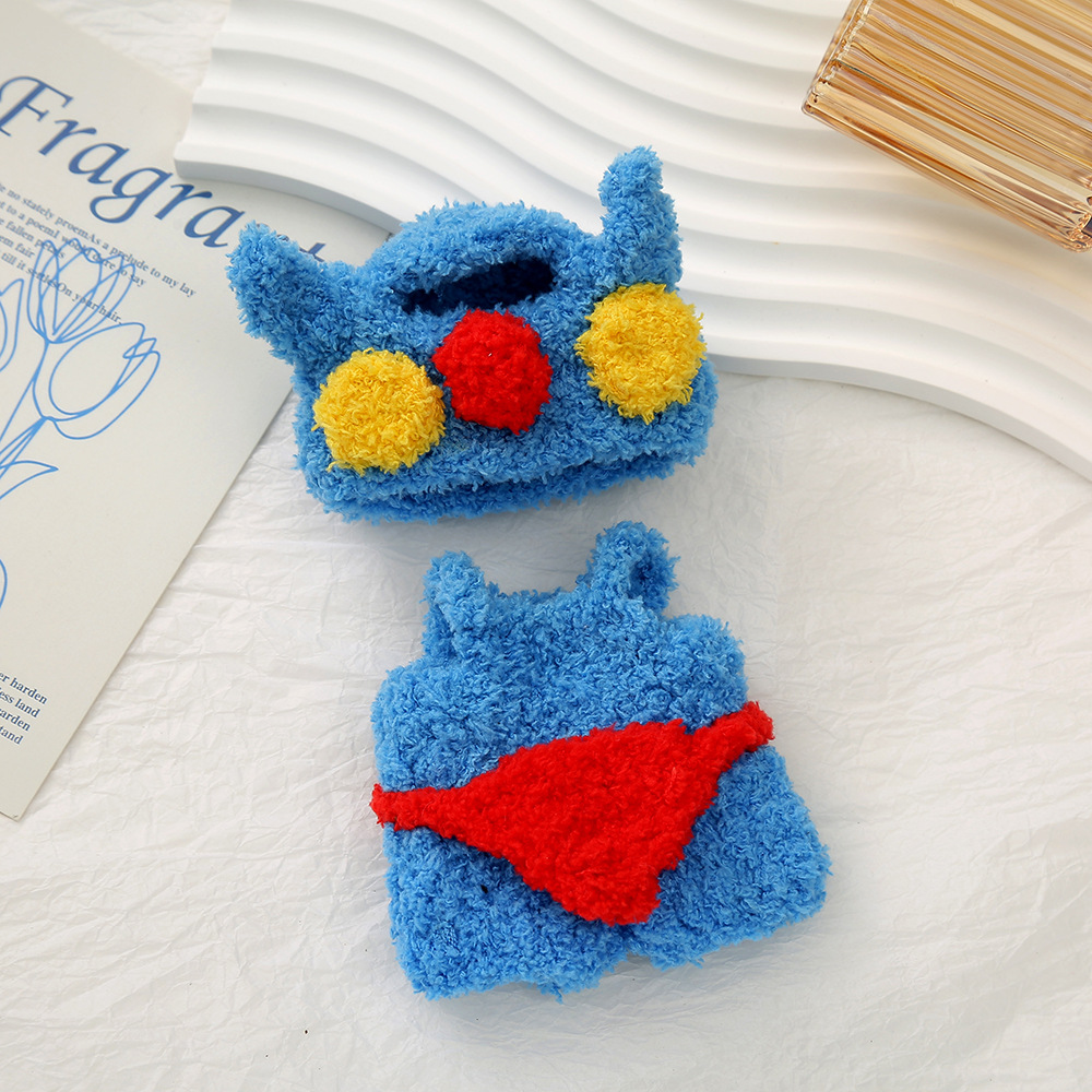 卡通毛茸茸迷你公仔服饰创意手工玩偶小娃衣软糯可爱换装头套配饰详情23