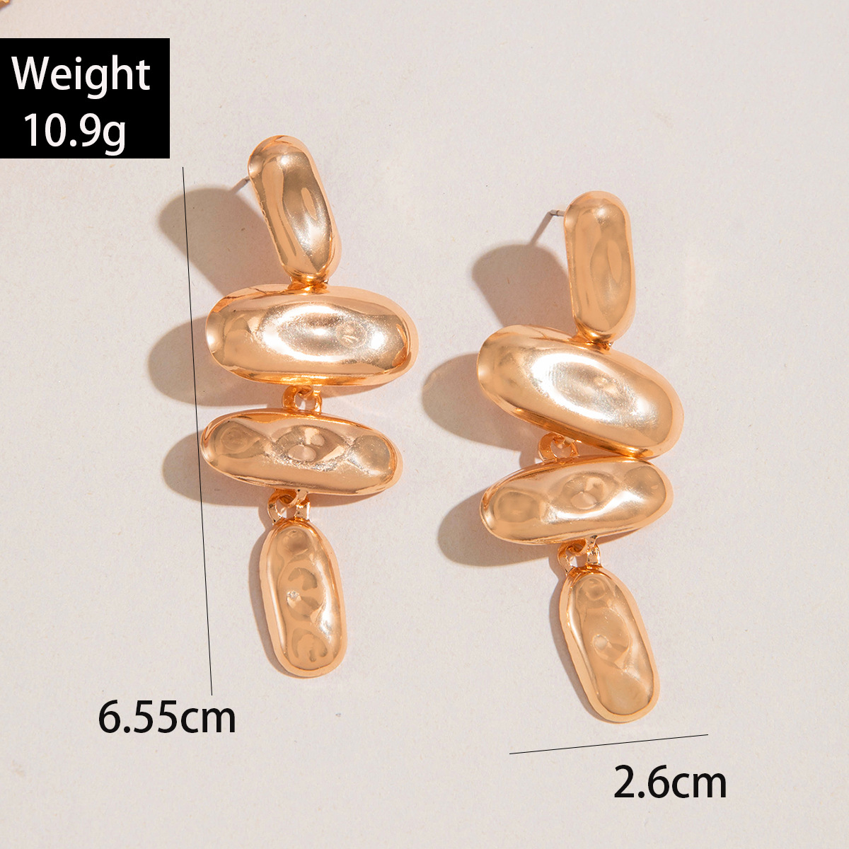 欧美跨境复古水滴形褶皱耳环气质高级感几何椭圆三角形耳钉耳饰女详情10