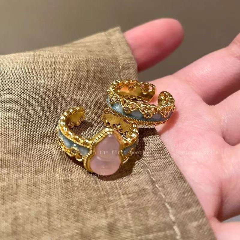 国风新中式滴釉蕾丝花边葫芦戒指女小众感食指戒气质国风指环详情5