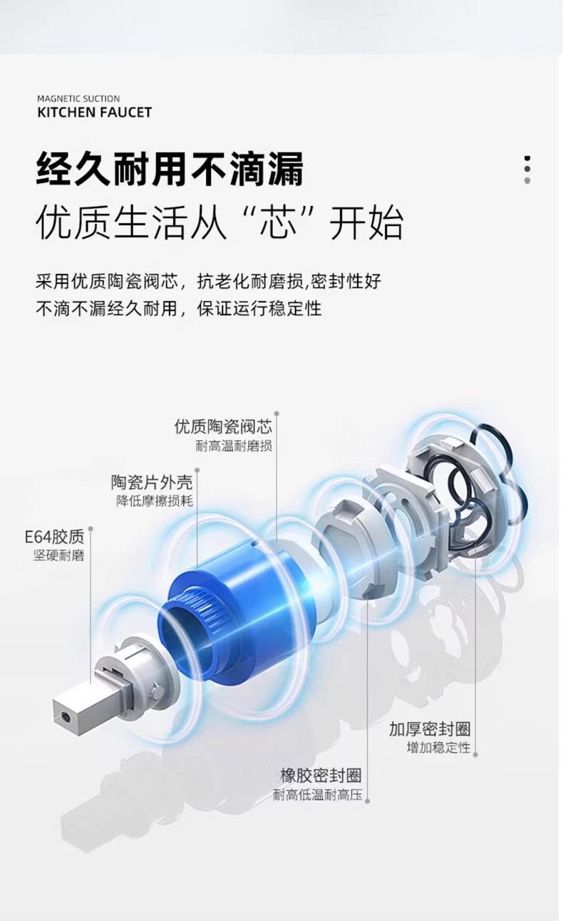 跨境抽拉弹簧不锈钢厨房冷热水龙头水槽洗菜盆万向旋转防溅水龙头详情3